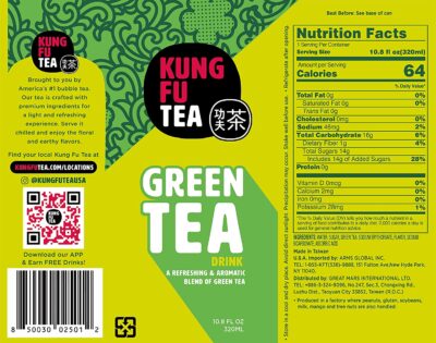 kft green tea drink label